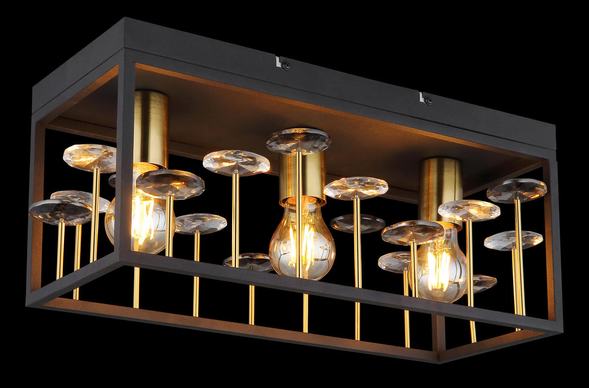 DECKENLEUCHTE    45/18/20 cm  - Klar/Goldfarben, Basics, Glas/Metall (45/18/20cm) - Globo