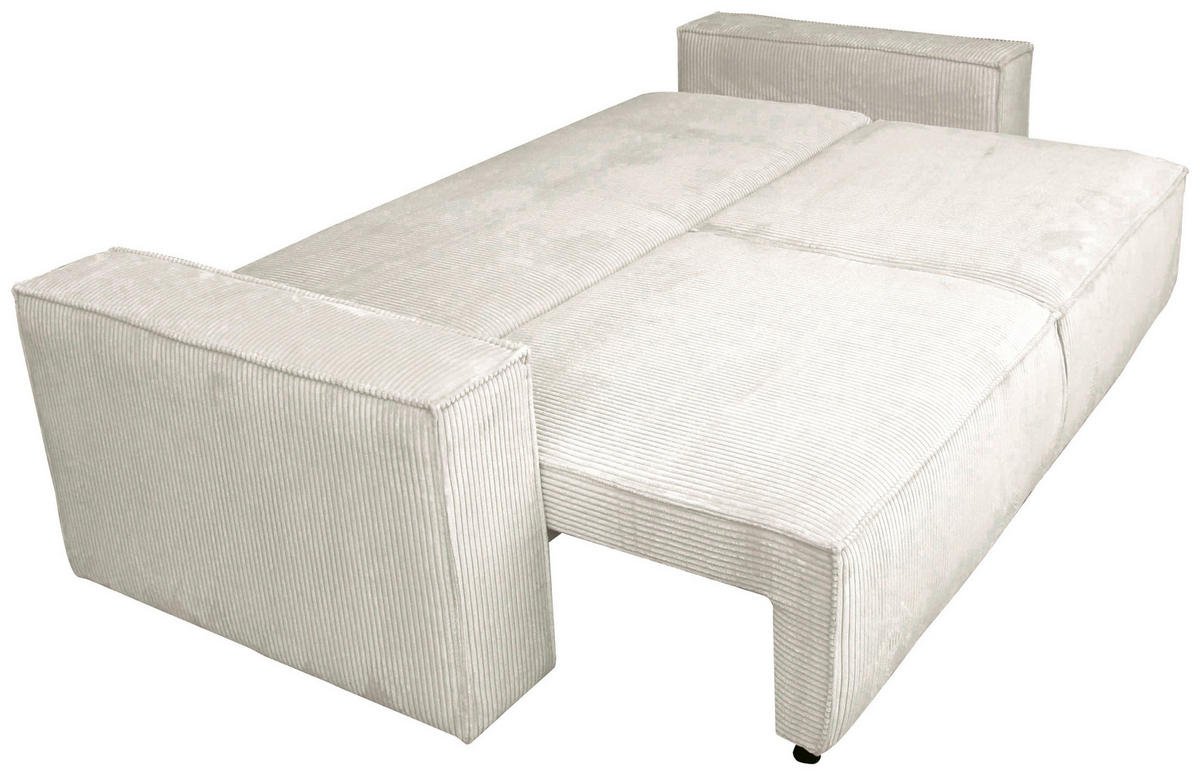 SCHLAFSOFA  mit Liegefunktion, Schlafen auf Sitzhöhe, Rücken echt Cord Beige  - Beige/Schwarz, KONVENTIONELL, Kunststoff/Textil (240/89/100cm) - Carryhome