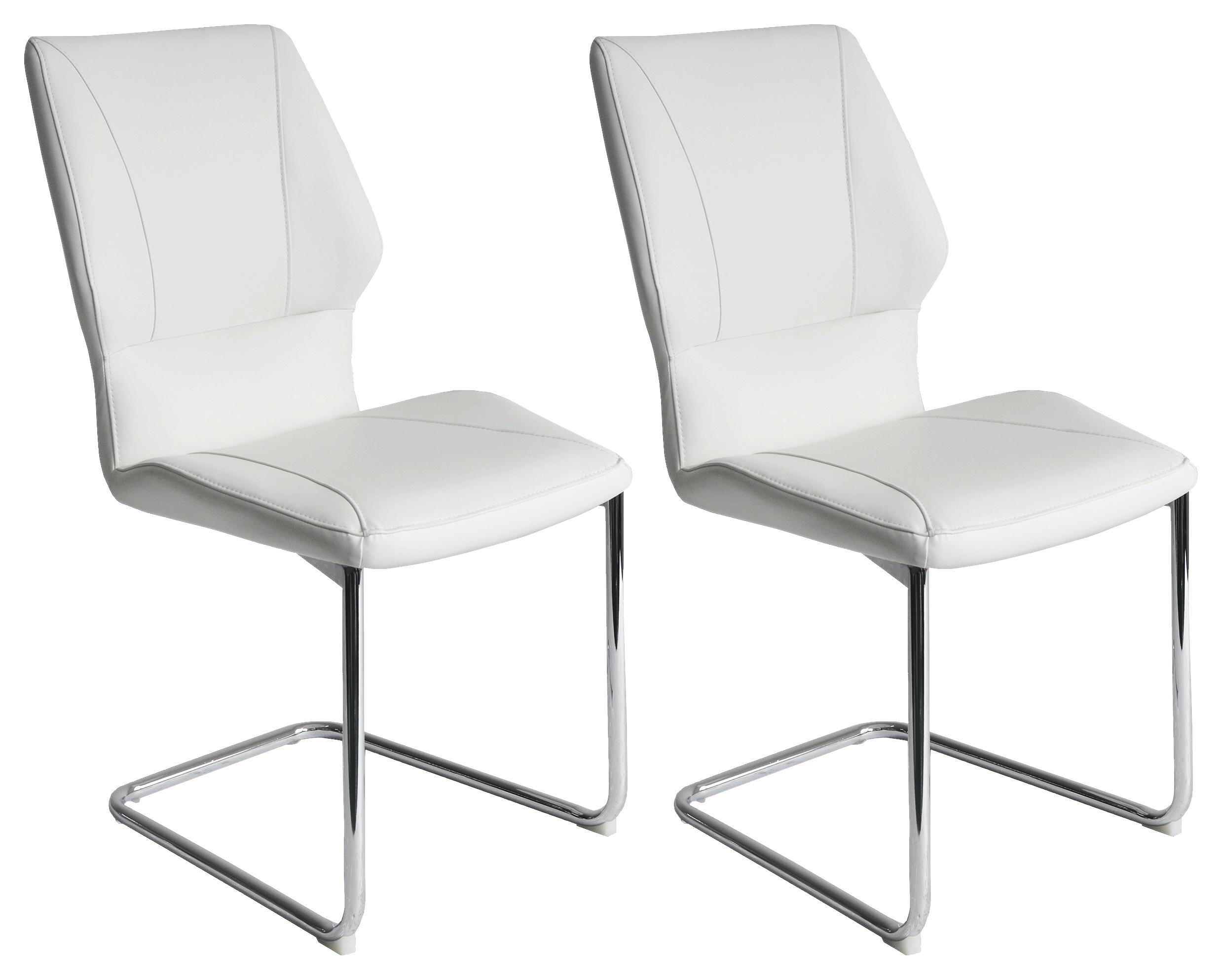 Schwingstuhl-Set in Metall, Textil Weiß