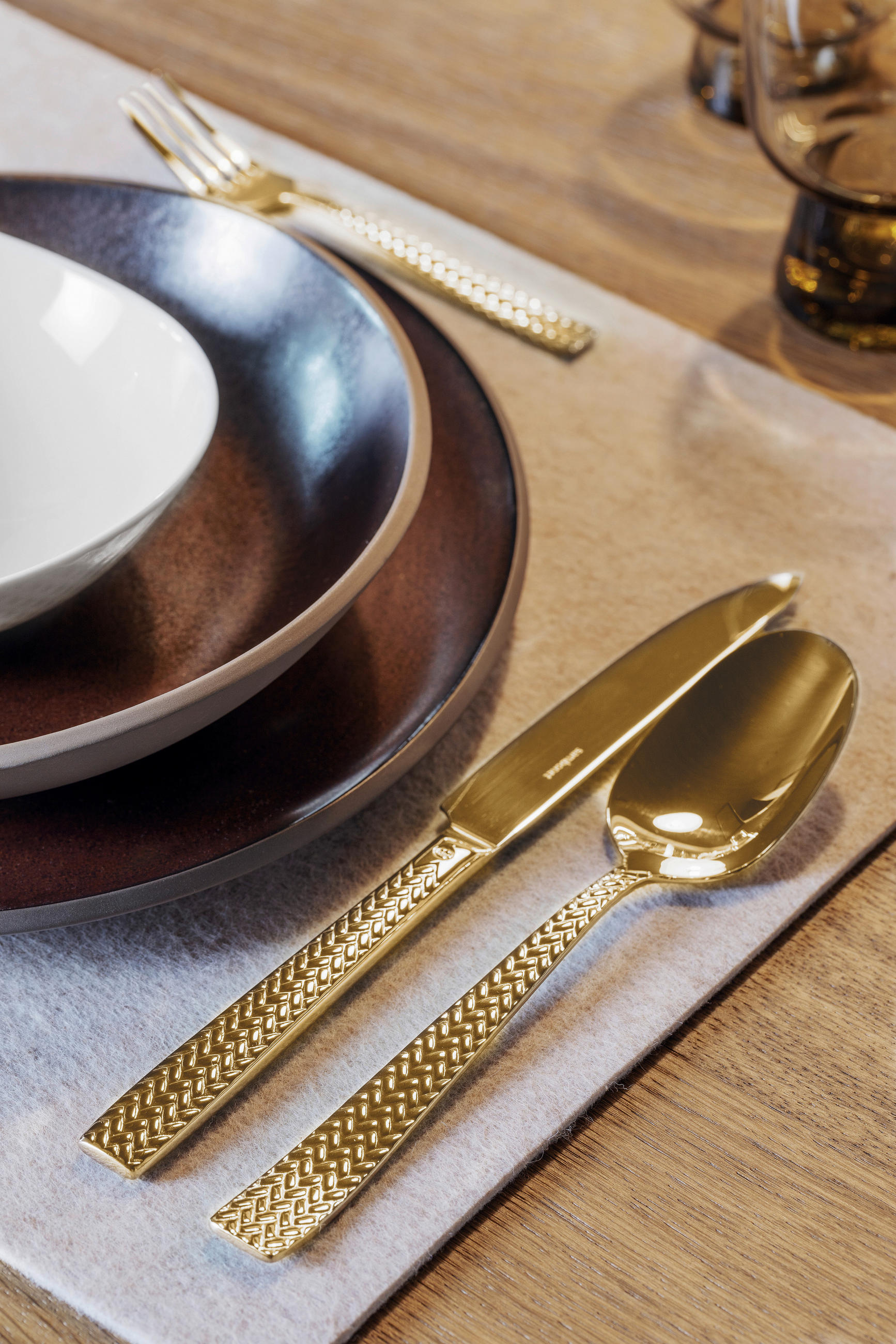 BESTECKSET 24-teilig Edelstahl  - Goldfarben, Basics, Metall - Sambonet