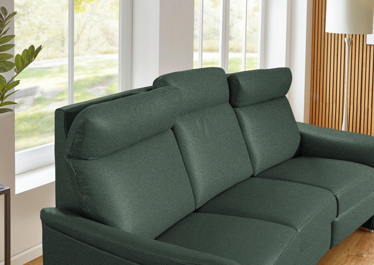 2-SITZER-SOFA  in Flachgewebe Dunkelgrün  - Dunkelgrün/Alufarben, KONVENTIONELL, Textil/Metall (156/107/95cm) - Beldomo Comfort