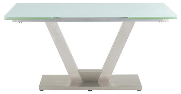 ESSTISCH in Edelstahlfarben, Weiß - Edelstahlfarben/Weiß, Design, Glas/Metall (160(250)/90/77cm) - Dieter Knoll