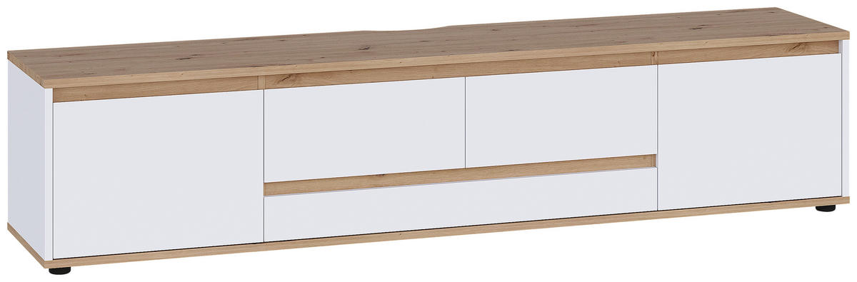 TV-BÄNK 180/50/42 cm  - vit/svart, Modern, trämaterial (180/50/42cm) - Carryhome
