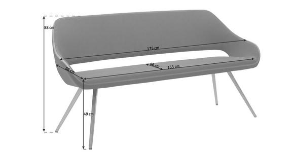 SITZBANK 175/88/66 cm in Anthrazit, Grau, Edelstahlfarben - Edelstahlfarben/Anthrazit, Design, Textil/Metall (175/88/66cm) - Voleo