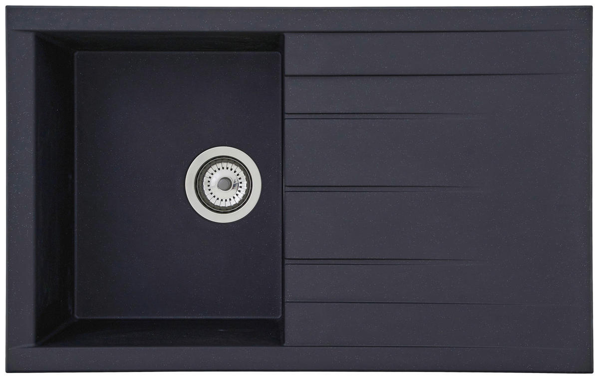 SPÜLE 1712HOUSTON80X50S  - Schwarz, Trend, Glas/Kunststoff (80/21/50cm) - Respekta