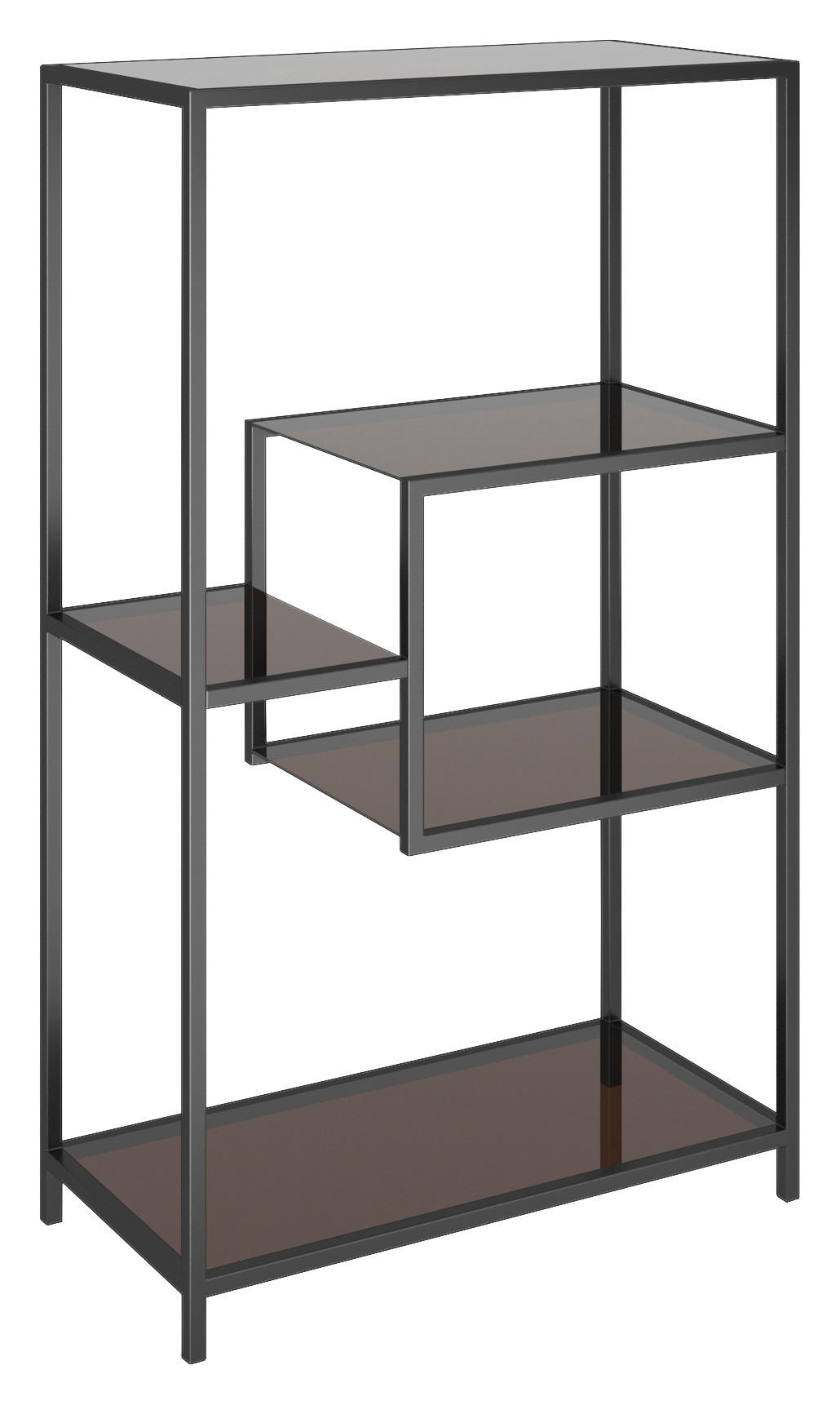 REGAL Anthrazit, Schwarz  - Anthrazit/Schwarz, Design, Glas/Metall (60/100/30cm) - Kare-Design