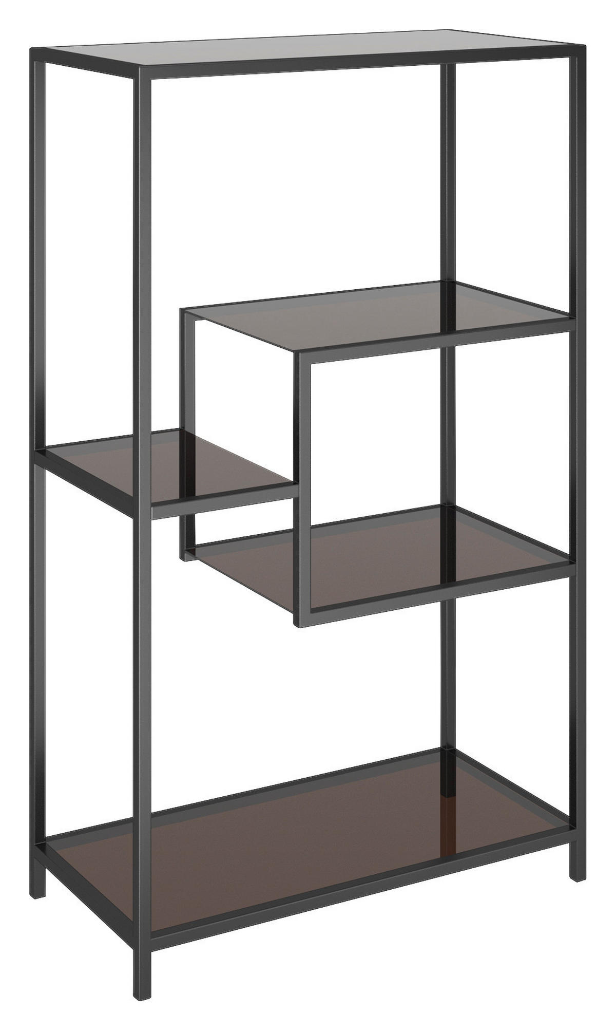 REGAL Anthrazit, Schwarz  - Anthrazit/Schwarz, Design, Glas/Metall (60/100/30cm) - Kare-Design