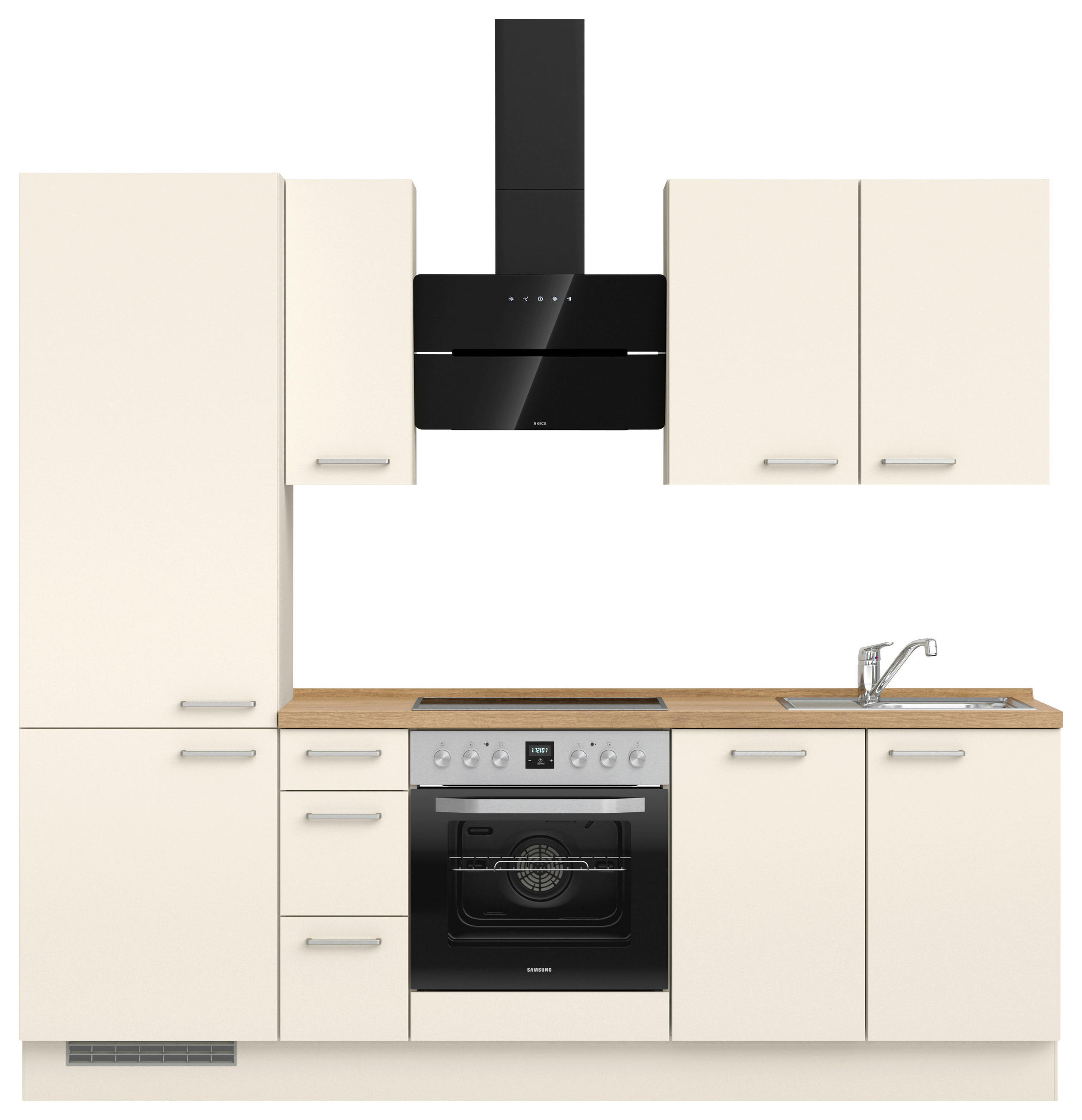KÜCHENLEERBLOCK 240 cm   in Eichefarben, Magnolie  - Edelstahlfarben/Eichefarben, MODERN, Holzwerkstoff/Metall (240cm) - Nobilia