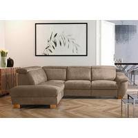 ECKSOFA Mikrofaser Braun  - Naturfarben/Braun, Design, Holz/Textil (276/238cm) - Livetastic