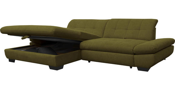 ECKSOFA in Mikrofaser Grün 198/290 cm - Schwarz/Grün, Design, Textil/Metall (198/290cm) - Xora