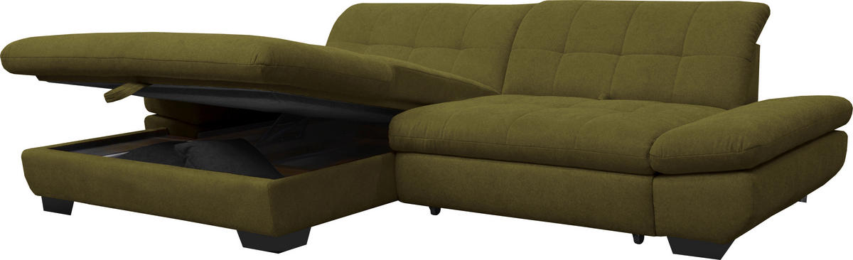 ECKSOFA in Mikrofaser Grün  198/290 cm  - Schwarz/Grün, Design, Textil/Metall (198/290cm) - Xora
