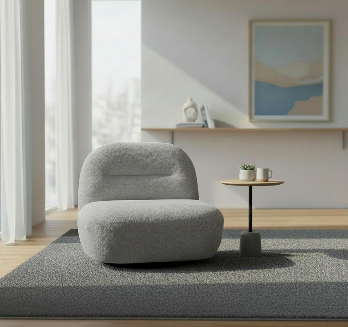 SESSEL in Struktur Grau  - Schwarz/Grau, Basics, Textil/Metall (85/74/85cm) - Livetastic