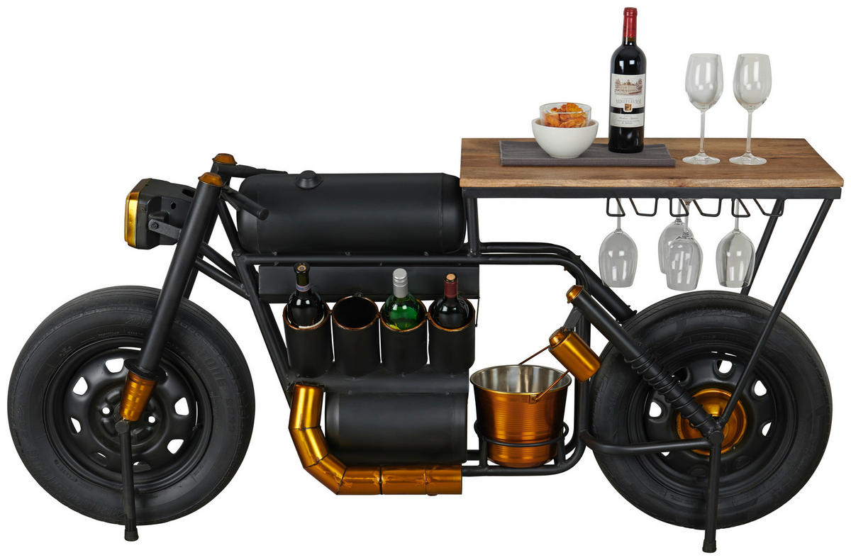 BAR fekete, aranyszínű  - fekete/aranyszínű, Trend, fa/fém (179/84/45cm) - Ambia Home