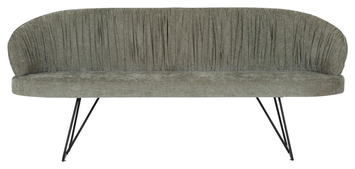 SITZBANK in Textil Grün  - Schwarz/Grün, Design, Textil/Metall (202/88/65cm) - Novel