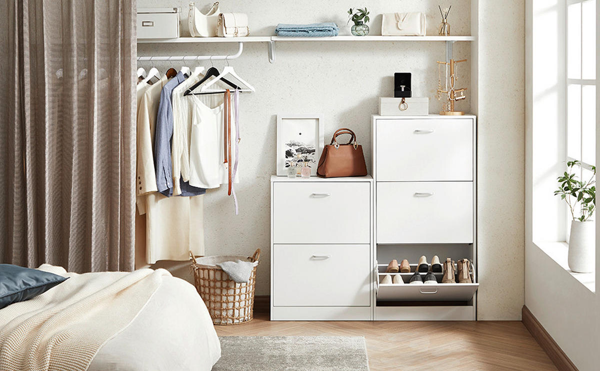 REGÁL NA BOTY, bílá, 60/120/24 cm - bílá/barvy stříbra, Trend, kov/kompozitní dřevo (60/120/24cm) - Boxxx