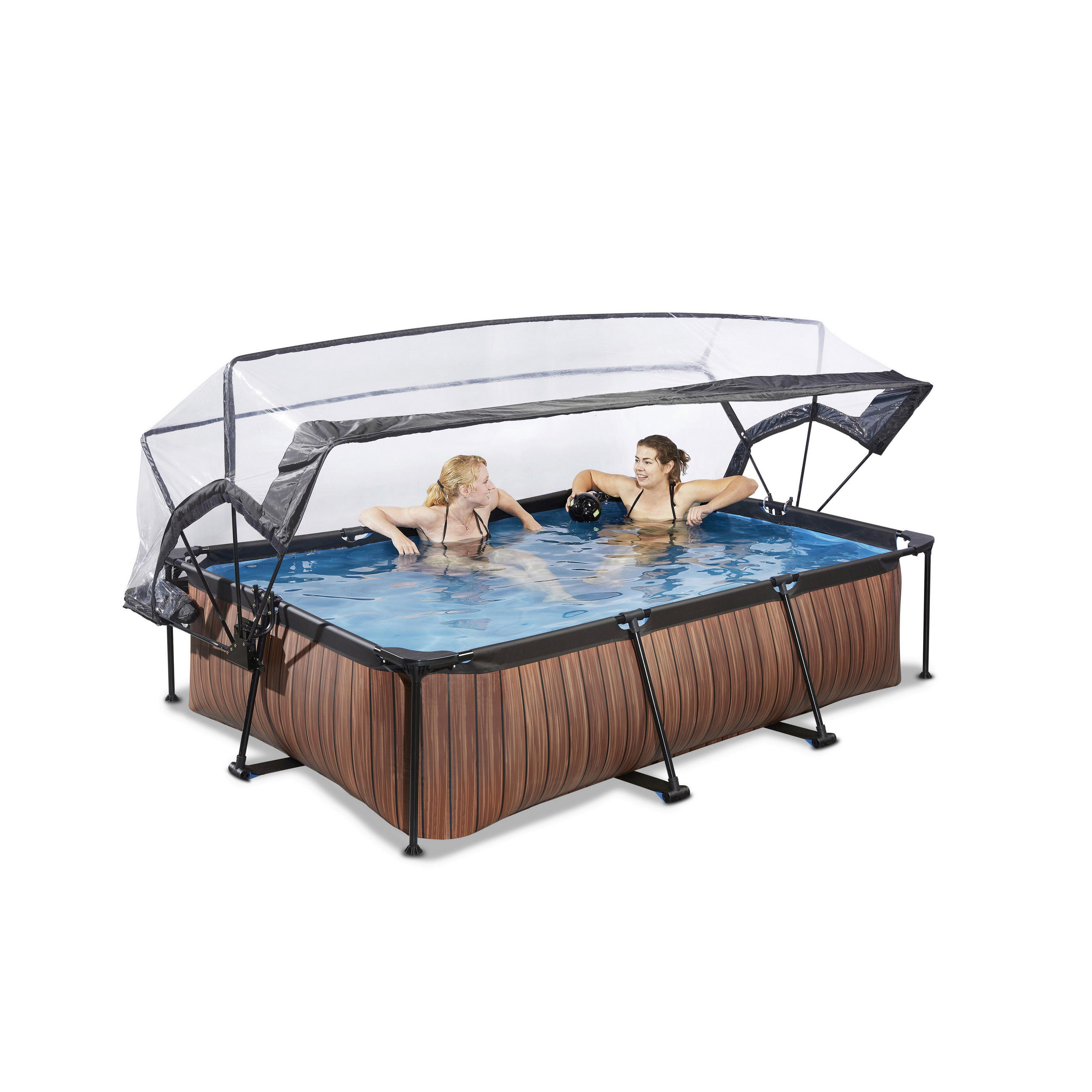 POOL-SET WOOD 220/150/65 cm  - Braun, KONVENTIONELL, Metall (220/150/65cm) - EXIT Toys