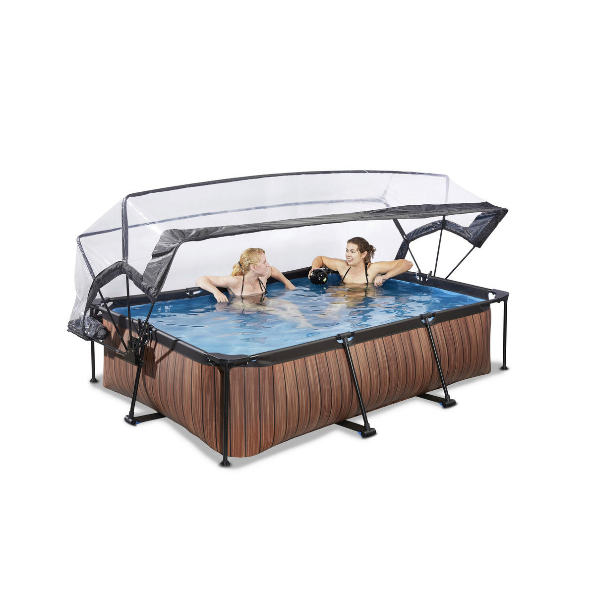 POOL-SET WOOD 220/150/65 cm  - Braun, KONVENTIONELL, Metall (220/150/65cm) - EXIT Toys