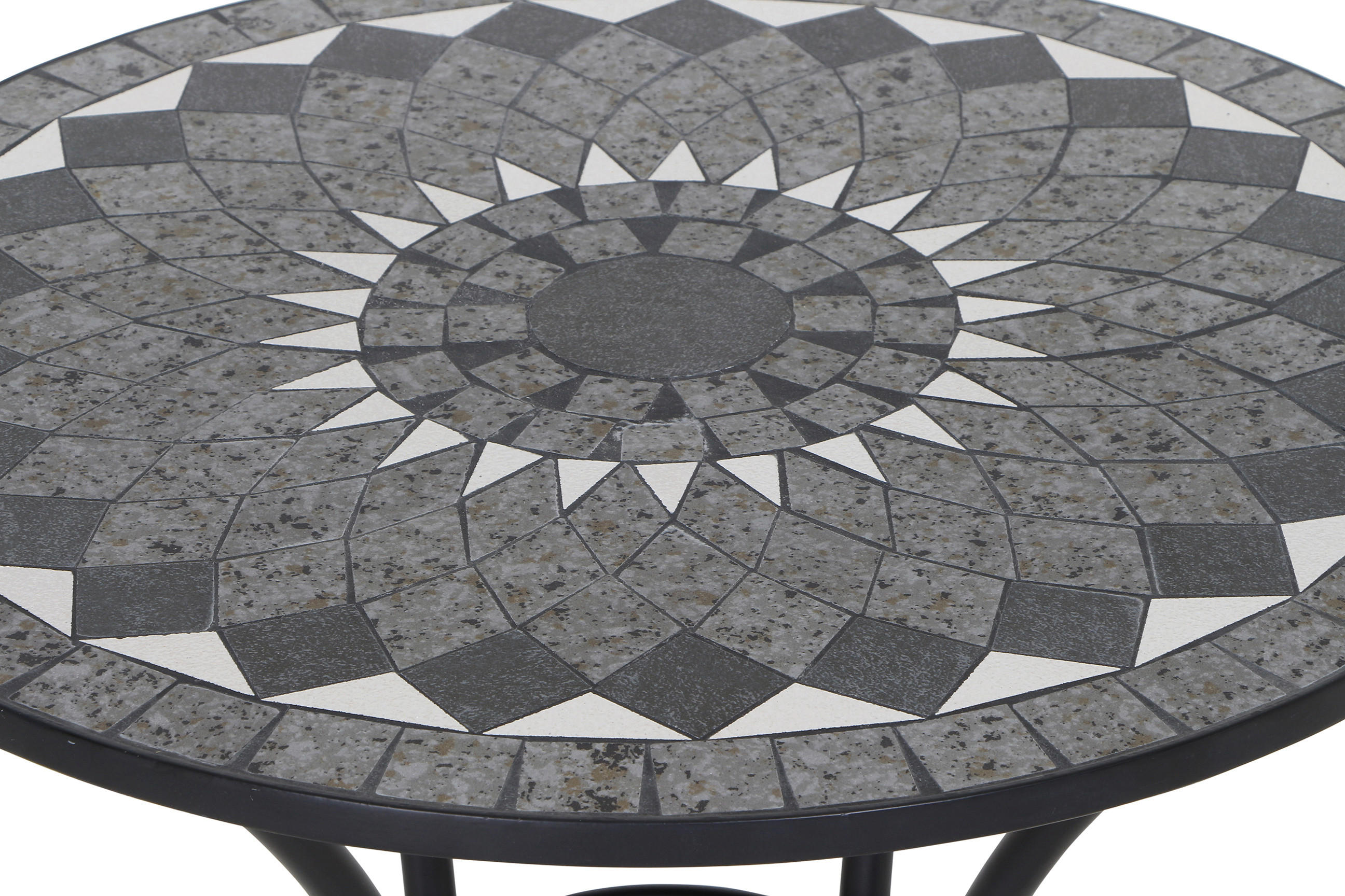 GARTENTISCH 60/60/71 cm Metall, Keramik rund  - Schwarz, KONVENTIONELL, Keramik/Metall (60/60/71cm) - Siena Garden