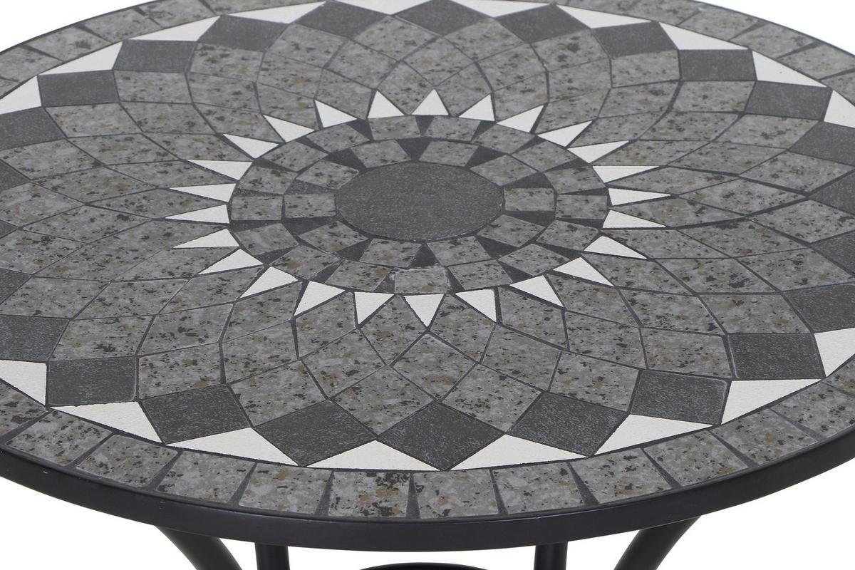 GARTENTISCH 60/60/71 cm Metall, Keramik rund  - Schwarz, KONVENTIONELL, Keramik/Metall (60/60/71cm) - Siena Garden