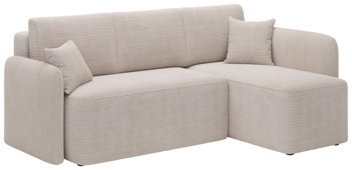 ECKSOFA HADSON Beige Cord Zierkissen, Rückenkissen, Bettkasten  - Beige/Schwarz, Design, Kunststoff/Textil (206/150cm) - MID.YOU