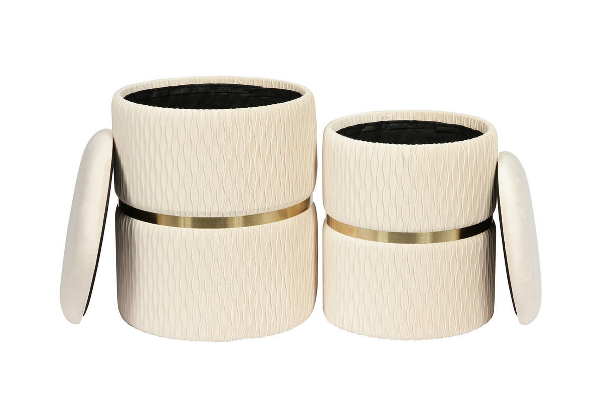 HOCKERSET in Creme, Goldfarben  - Goldfarben/Creme, Design, Kunststoff/Textil (31,5/36/38/44/31,5/36cm) - Kayoom