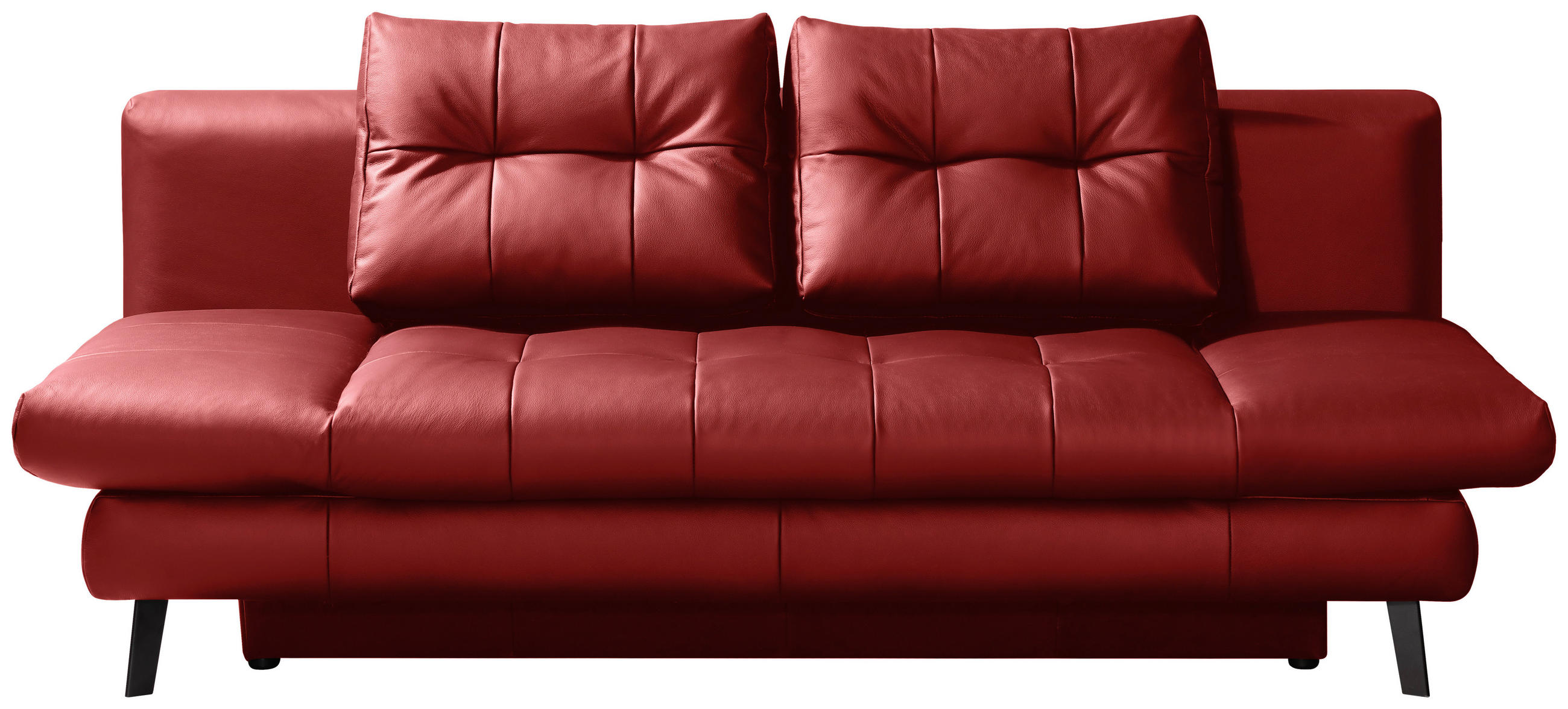 SCHLAFSOFA Rot Echtleder  - Rot/Schwarz, Design, Leder/Metall (209/94/94cm) - Novel