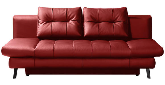 SCHLAFSOFA Rot Echtleder - Rot/Schwarz, Design, Leder/Metall (209/94/94cm) - Novel