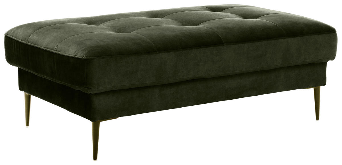 HOCKER LUZI Mikrofaser Dunkelgrün  - Dunkelgrün/Schwarz, MODERN, Textil (125/42/72cm) - Trendmanufaktur