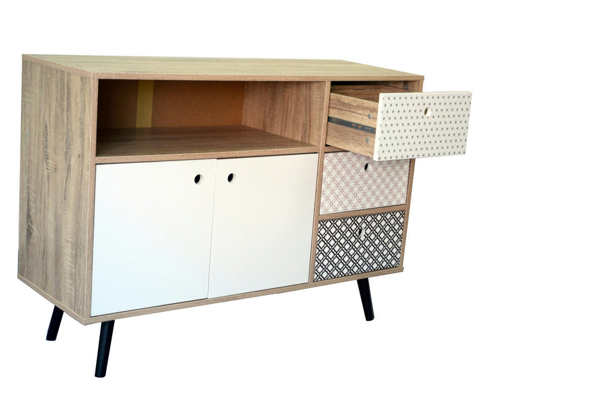 SIDEBOARD  in 106,5/77/39 cm  - Eichefarben/Multicolor, Design, Holzwerkstoff (106,5/77/39cm) - Livetastic