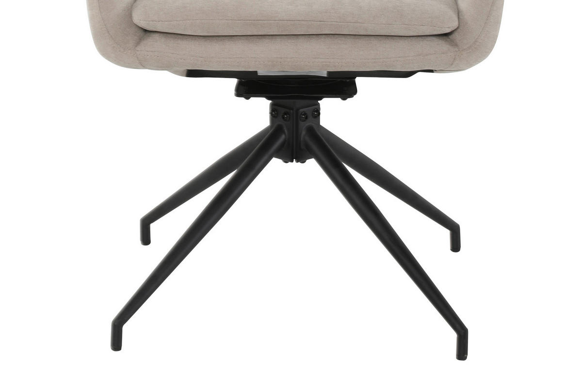 ARMLEHNSTUHL  Sitzfläche 180° drehbar, automatische Rückholfunktion Chenille  Schwarz, Beige  - Beige/Schwarz, MODERN, Textil/Metall (57.5/82/65cm) - Livetastic