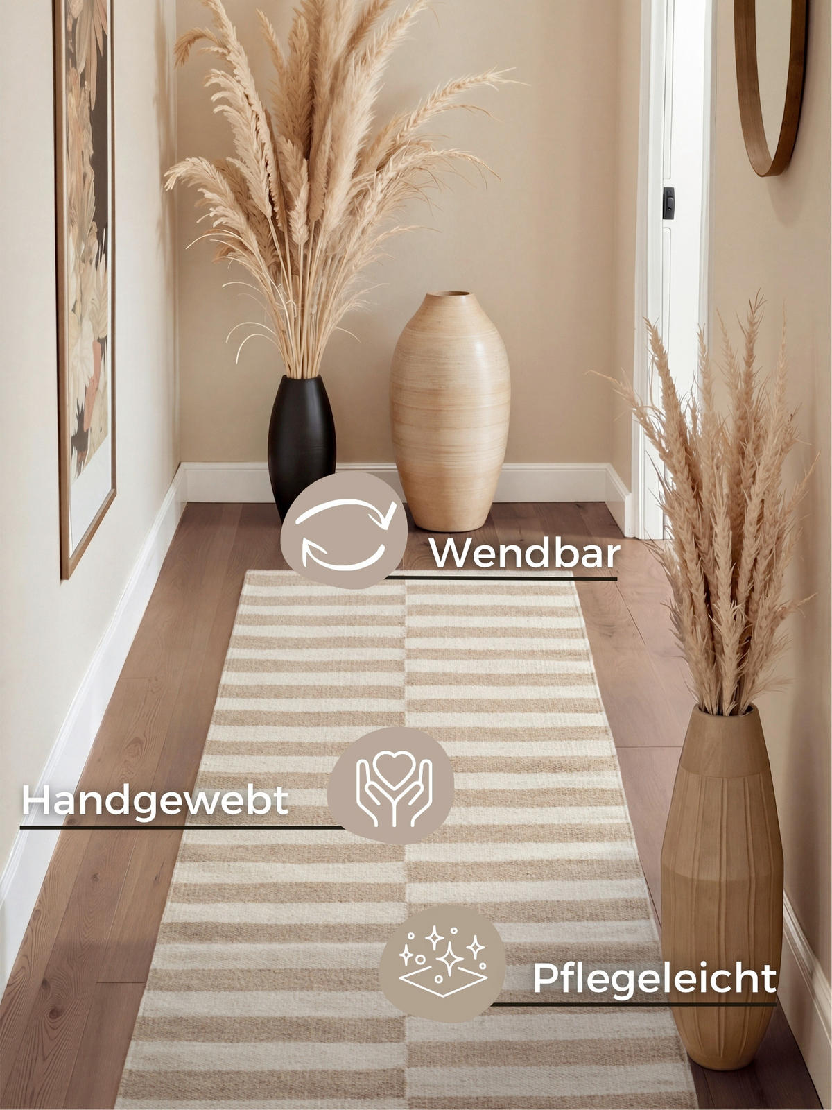 LÄUFER 80/200 cm Vika  - Beige/Weiß, Basics, Textil (80/200cm) - Hanse Home