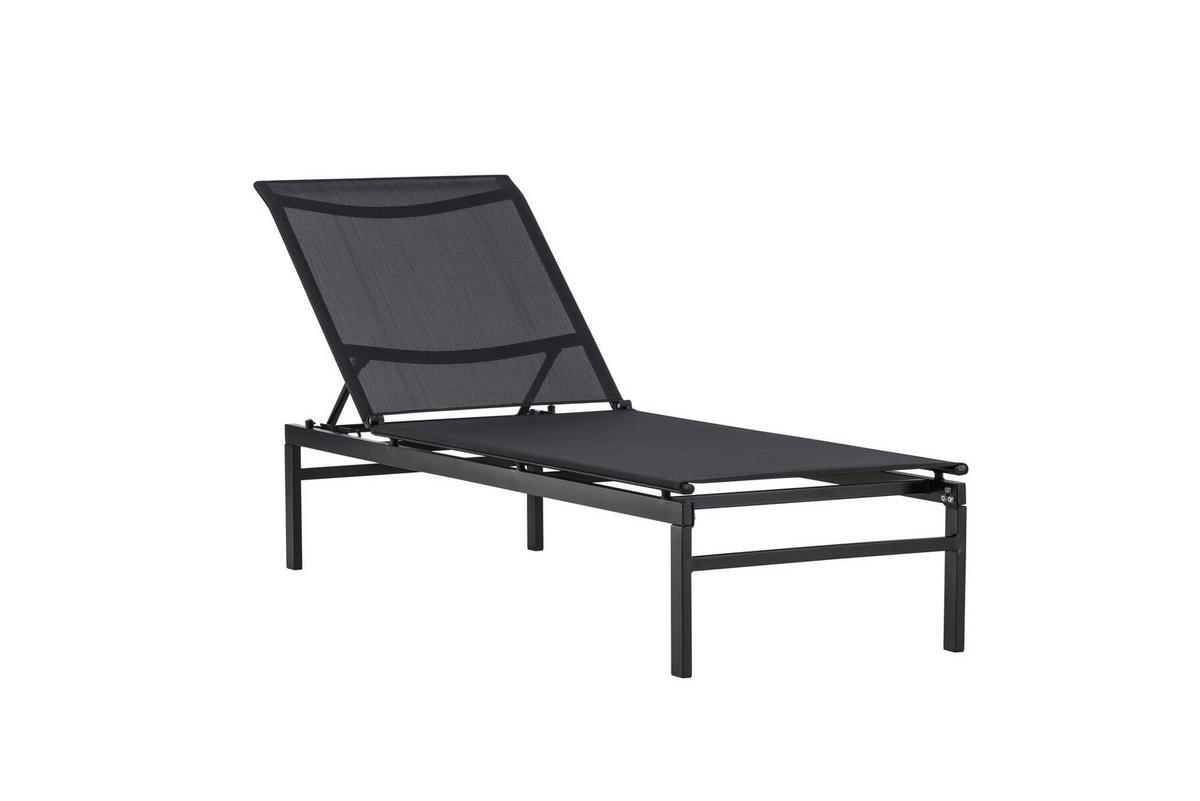 SONNENLIEGE 60/97/189 cm  - Schwarz, MODERN, Textil/Metall (60/97/189cm) - Gardenson