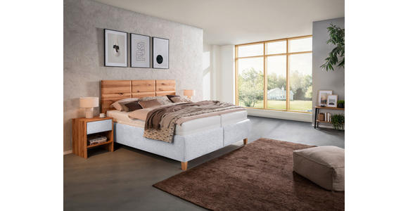 POLSTERBETT Matratze, Lattenrost, Bettkasten Silberfarben, Buchefarben 180/200 cm - Buchefarben/Silberfarben, Design, Holz/Textil (180/200cm) - Valnatura