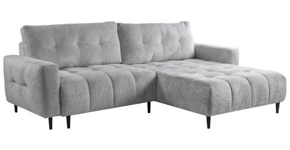 ECKSOFA in Chenille Hellgrau - Hellgrau/Schwarz, KONVENTIONELL, Holz/Textil (266/180cm) - Carryhome
