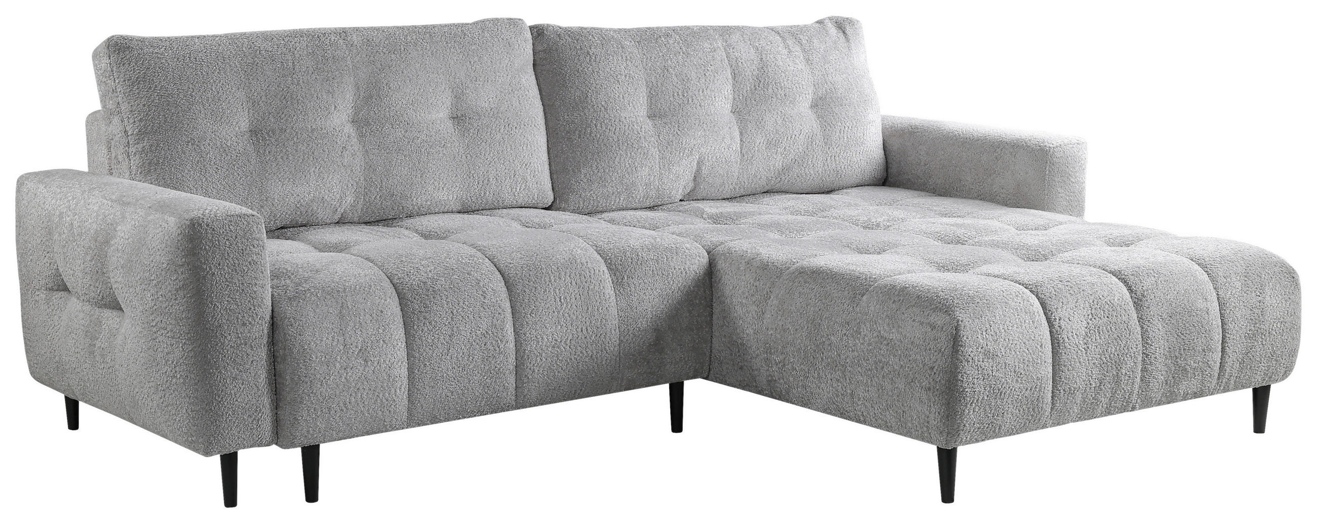 ECKSOFA Hellgrau Chenille  - Hellgrau/Schwarz, KONVENTIONELL, Holz/Textil (266/180cm) - Carryhome
