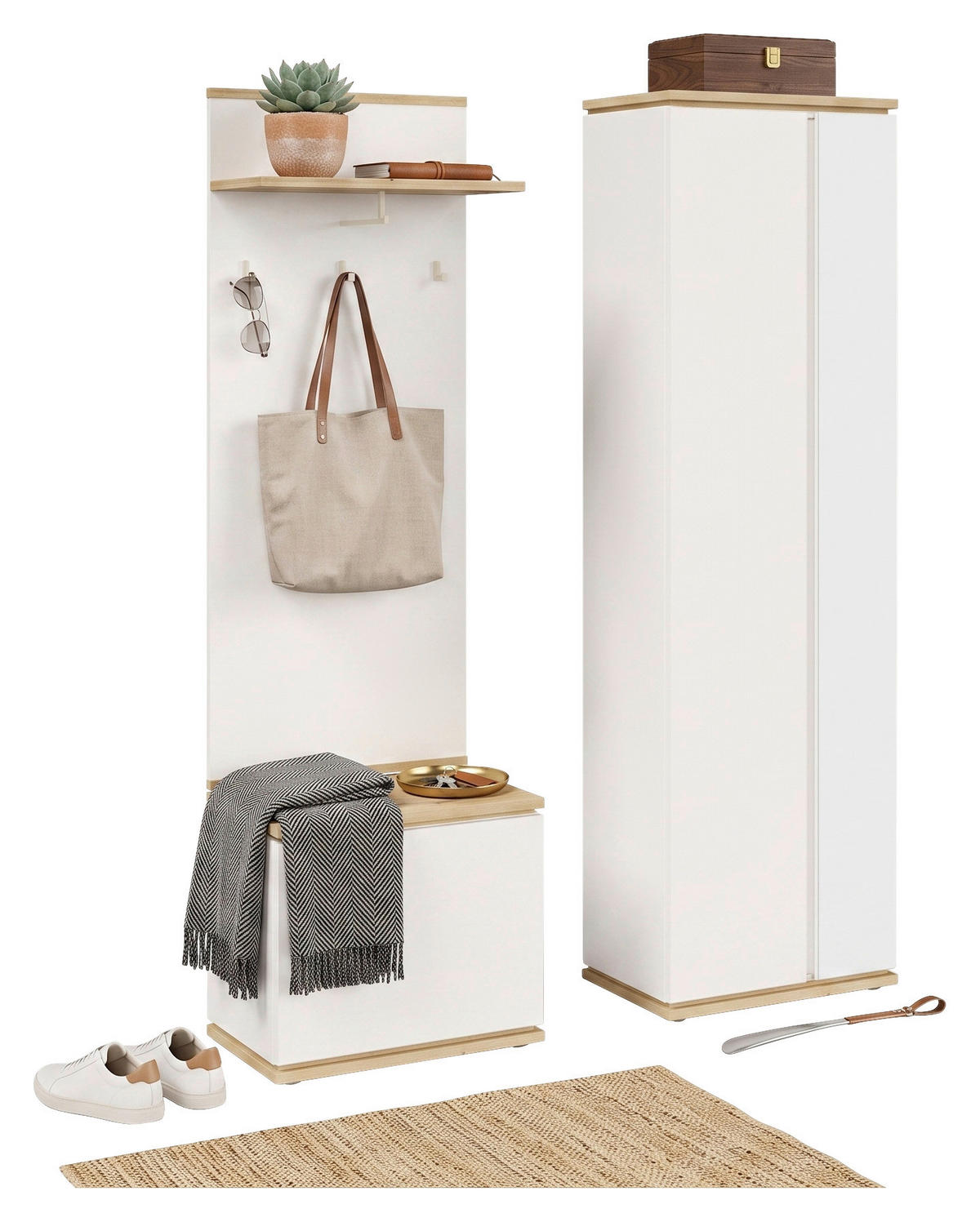GARDEROBE 3-teilig  in 120/201/38 cm  - Weiß/Eiche Artisan, KONVENTIONELL, Holzwerkstoff (120/201/38cm) - Xora