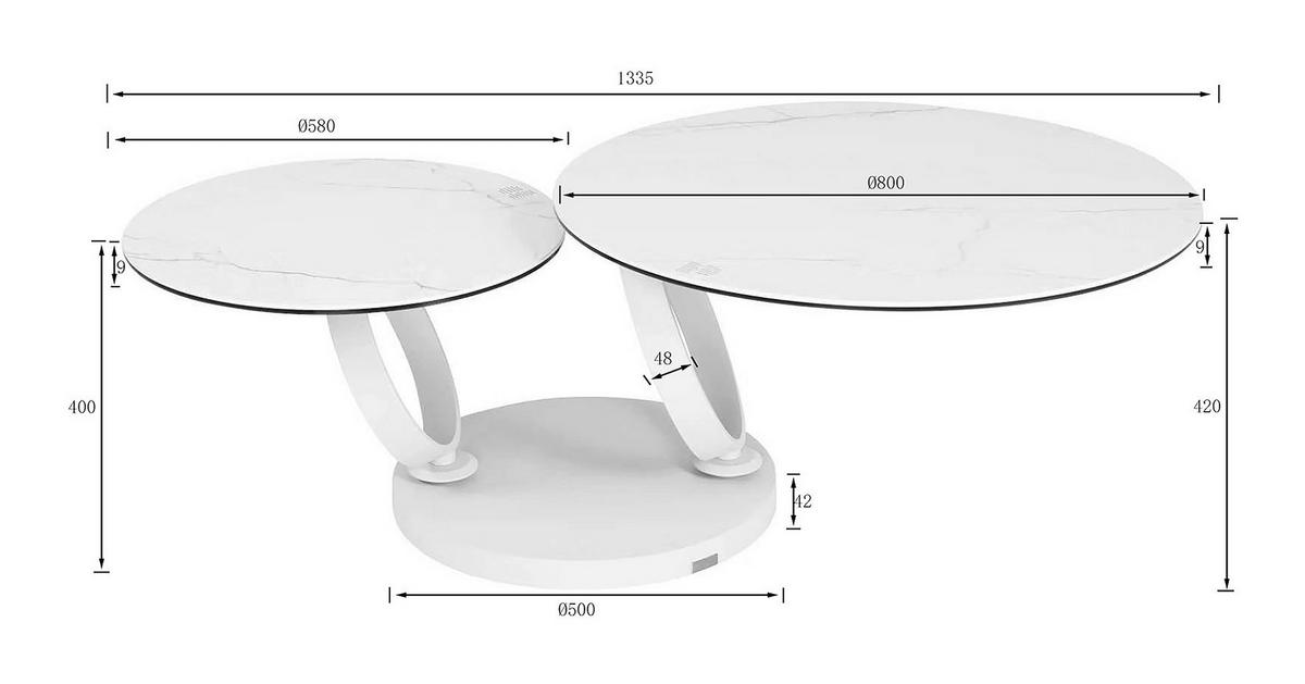 COUCHTISCH ESG 80-133,5/80/43 cm rund Weiß, Beige  - Beige/Weiß, Design, Glas/Keramik (80-133,5/80/43cm) - Dieter Knoll