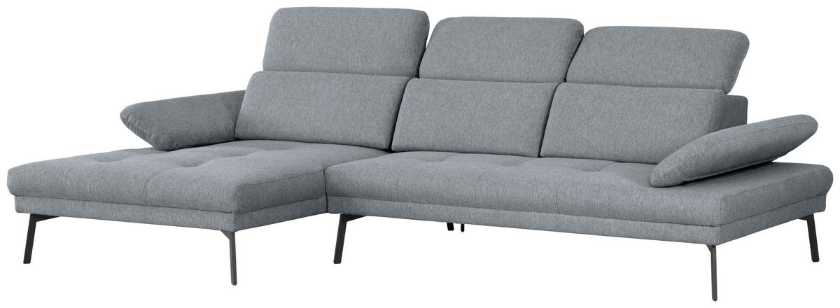 ECKSOFA Ottomane links, Eckteil  More_LZ Graublau Webstoff  - Graublau/Schwarz, Design, Textil/Metall (188/296cm) - Xora