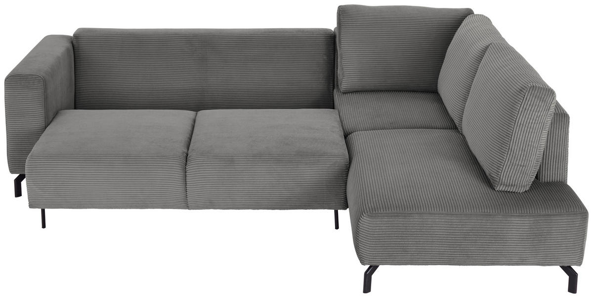 ECKSOFA Grau Cord  - Schwarz/Grau, MODERN, Textil (272/210cm) - P & B