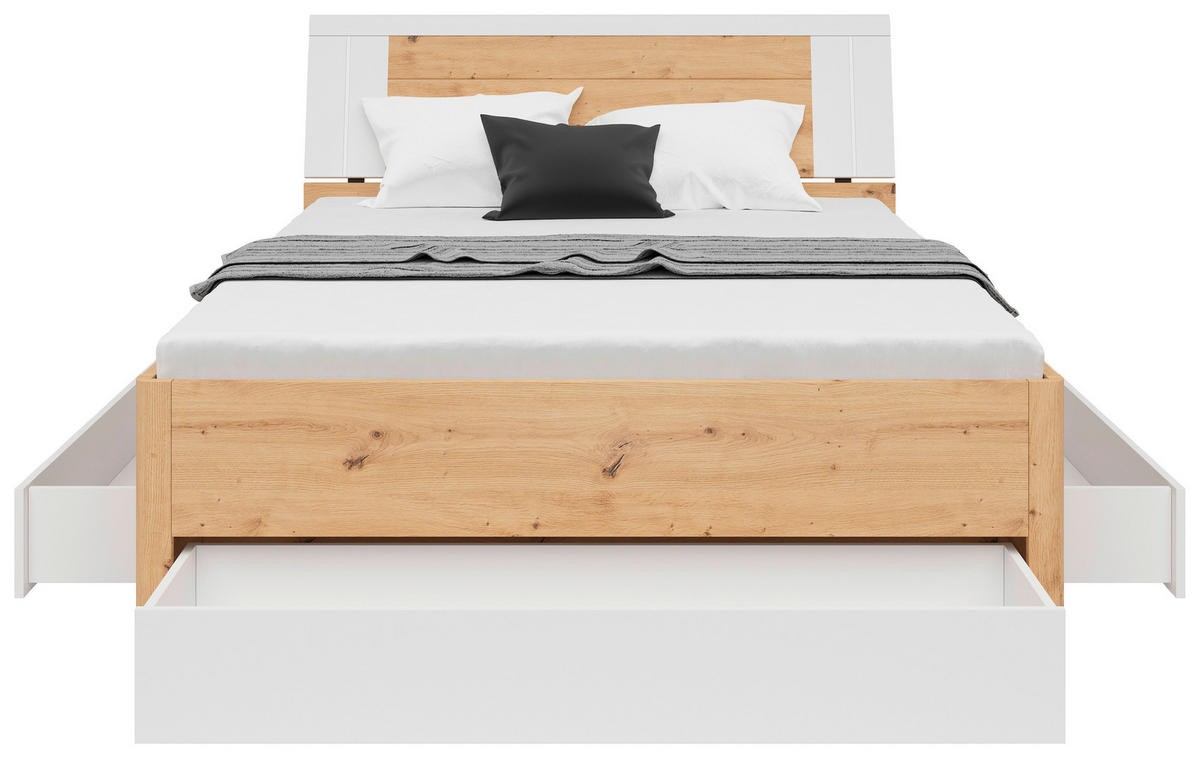 STAURAUMBETT  in Weiß, Eiche Artisan  - Graphitfarben/Weiß, KONVENTIONELL, Holzwerkstoff (140/200cm)