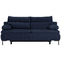 BOXSPRINGSOFA in Webstoff Dunkelblau  - Schwarz/Dunkelblau, Design, Textil/Metall (202/93/100cm) - Novel