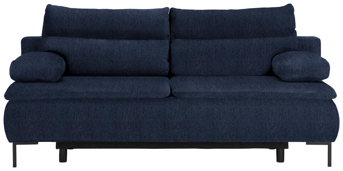 BOXSPRINGSOFA in Webstoff Dunkelblau  - Schwarz/Dunkelblau, Design, Textil/Metall (202/93/100cm) - Novel