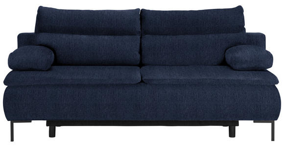 BOXSPRINGSOFA Webstoff Dunkelblau  - Schwarz/Dunkelblau, Design, Textil/Metall (202/93/100cm) - Novel