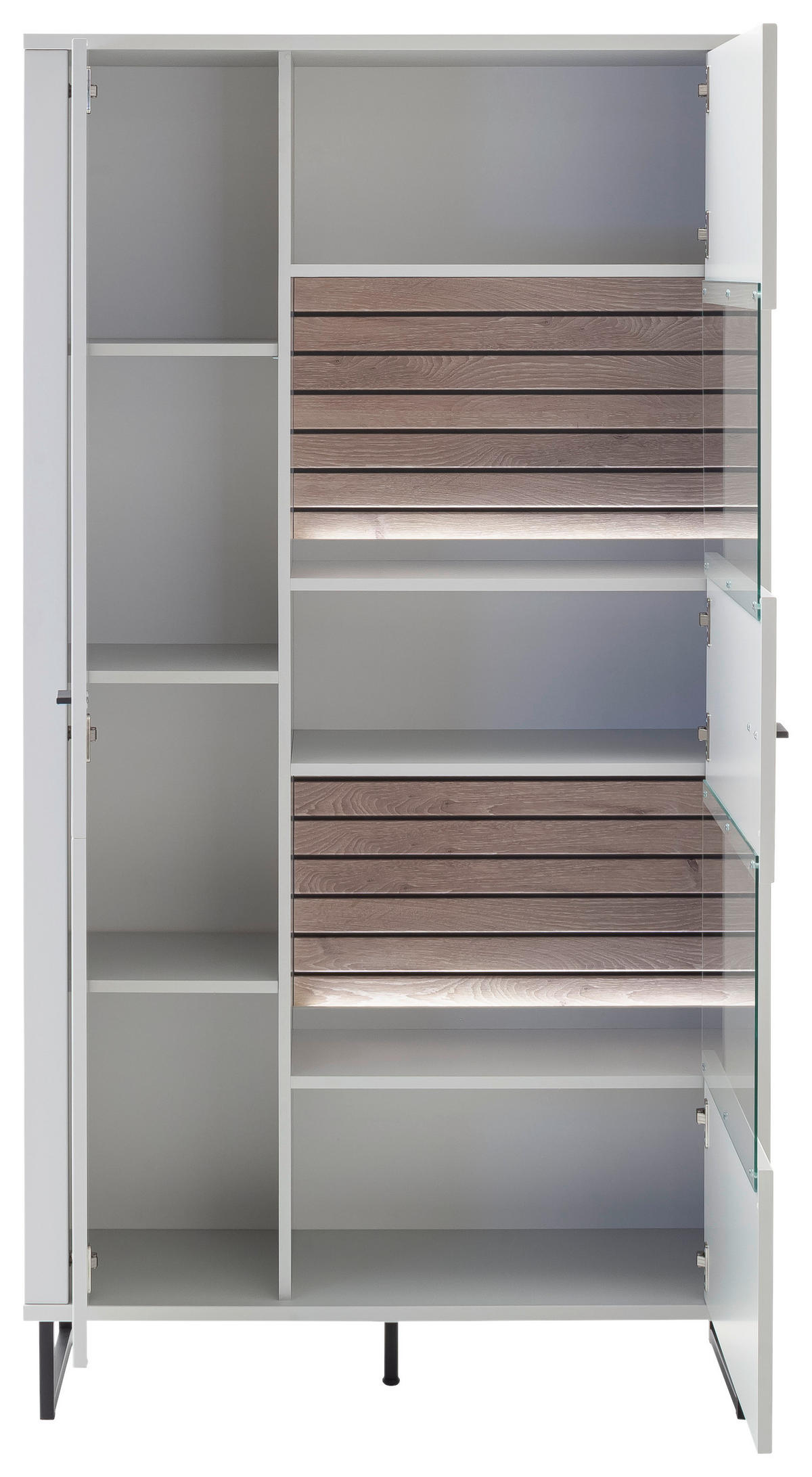 VITRINE Weiss, Eichefarben  100/185/37 cm  - Weiss/Eichefarben, Design, Glas/Holzwerkstoff (100/185/37cm) - Stylife