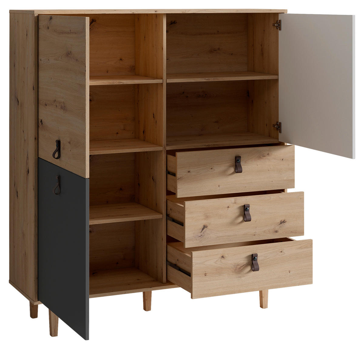 HIGHBOARD  in 120/135/36,5 cm  - Eichefarben/Dunkelbraun, Design, Holz/Holzwerkstoff (120/135/36,5cm) - MID.YOU