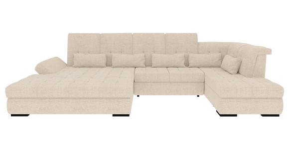 WOHNLANDSCHAFT  in Struktur Perlmutt  - Perlmutt/Schwarz, KONVENTIONELL, Kunststoff/Textil (191/363/212cm) - Carryhome