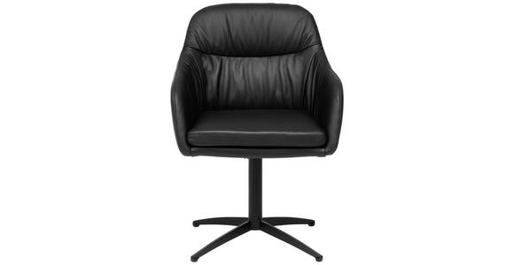 ARMLEHNSTUHL  in Stahl Echtleder pigmentiert  - Schwarz, Design, Leder/Metall (62/51/59,5cm) - Belluti