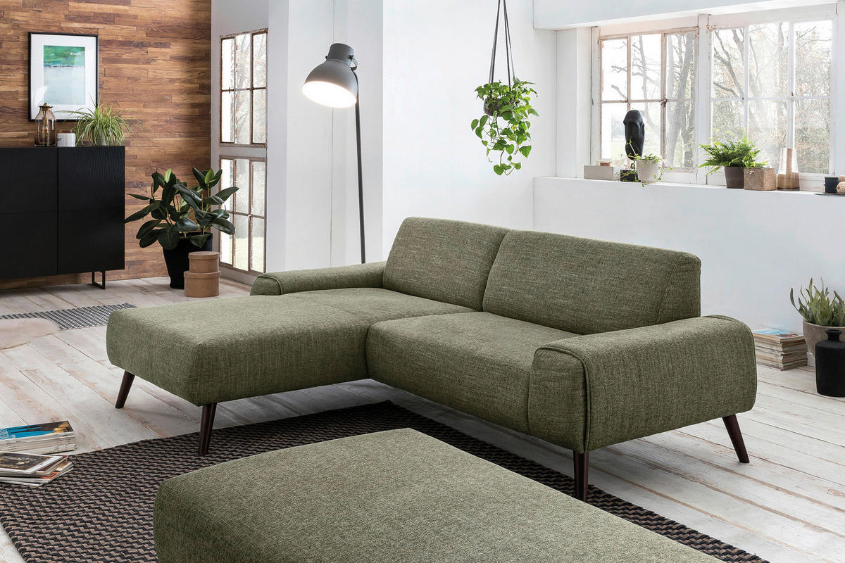 ECKSOFA  in Olivgrün  169/236 cm  - Schwarz/Olivgrün, Design, Holz/Textil (169/236cm) - Livetastic