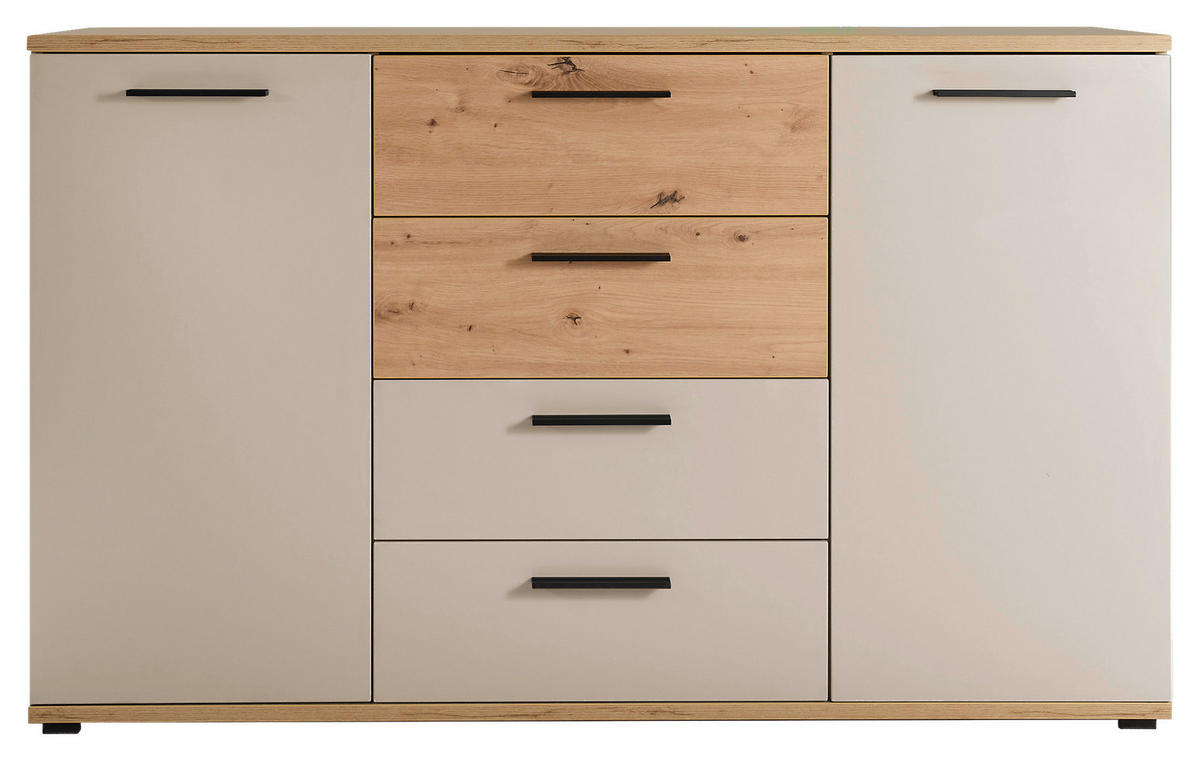 SIDEBOARD  150/92/38 cm 4 Schublade(n)  - Kaschmir/Schwarz, KONVENTIONELL, Holzwerkstoff/Kunststoff (150/92/38cm) - Xora