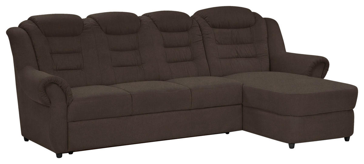 ECKSOFA Braun Chenille  - Schwarz/Braun, KONVENTIONELL, Kunststoff/Textil (262/165cm) - Livetastic